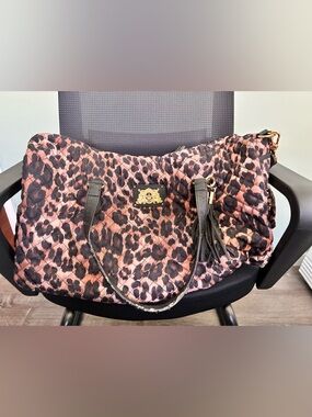 Juicy Couture Leopard Quilted Tote Bag Tassel Weekender Duffle Y2K Extra Large